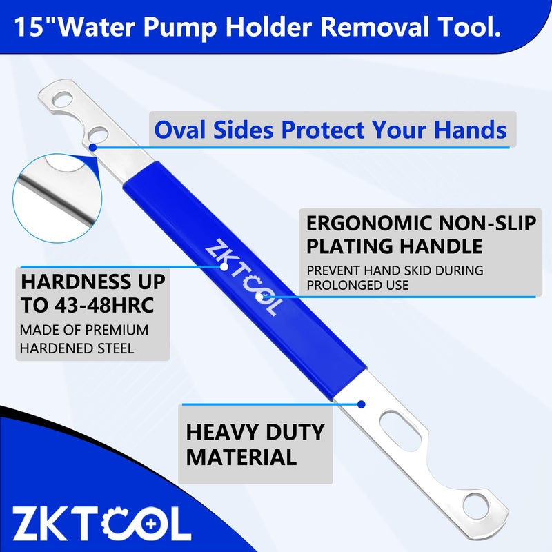 ZKTOOL Fan Clutch Wrench Set 32mm & 36mm Clutch Fan Tool Wrench Water Pump Pulley Holder Removal Tool For BMW  Ford  GM  dodge Chevrolet jeep Fan Clutch Removal Kit Water Pump Holder. - Image 3